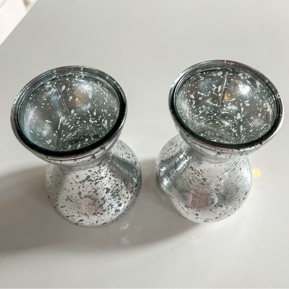 Set of 2 Silver Bulb Vases - Picture 3 of 3